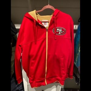 San Francisco 49ers Men Medium - Zip Up Sherpa Lined Embroidered Hoodie NFL